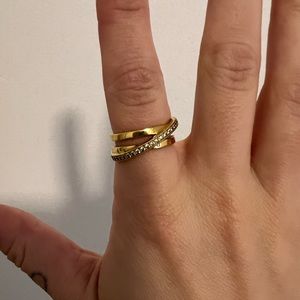 Pandora Crossover Pavé Triple Band Ring